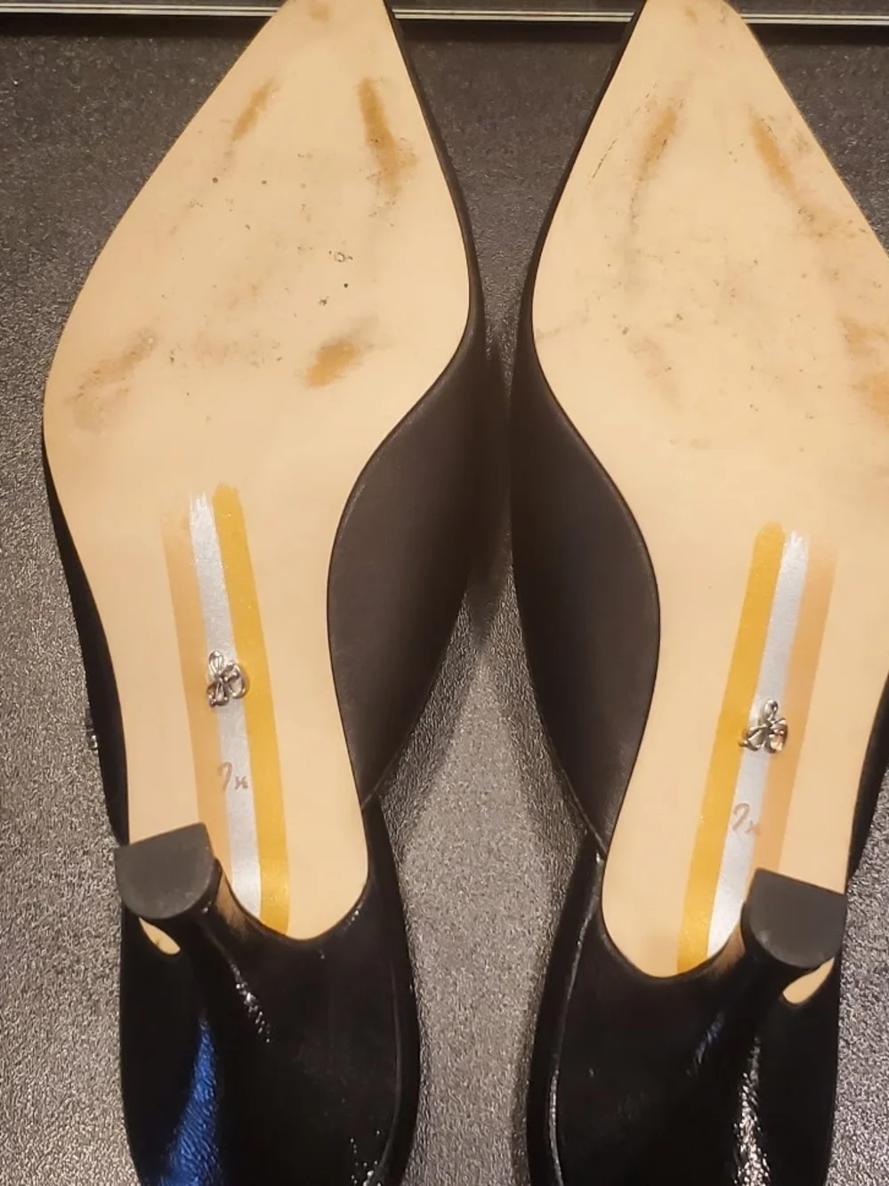 Sam Edelman Black Leather Pointed-Toe Mule Kitten Heels Size 7.5